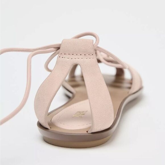 ZARA TIED SPLIT LEATHER FISHERMAN SANDALS - Picture 3 of 5